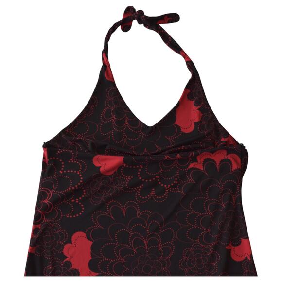 Y2K Red & Black Floral Backless Halter Dress -Size Large - Picture 7 of 7